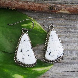 White Buffalo Sterling Silver Dangle Earrings